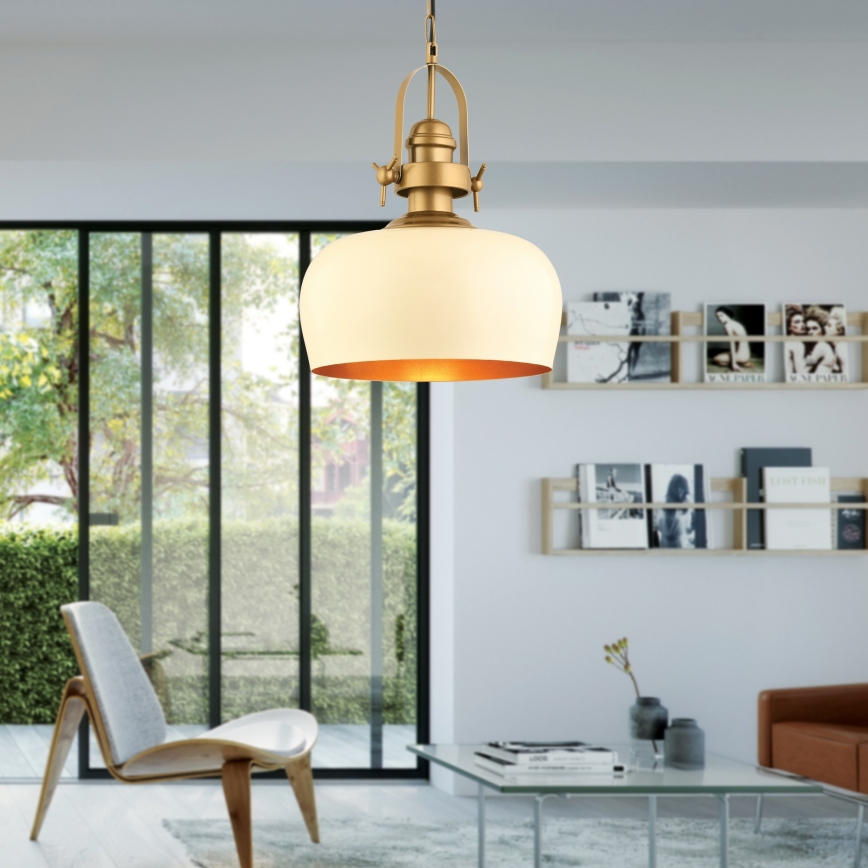 Ripplamp kaabliga MONZA 1xE27/40W/230V, Ø 30 cm, kreemjas/pronksjas