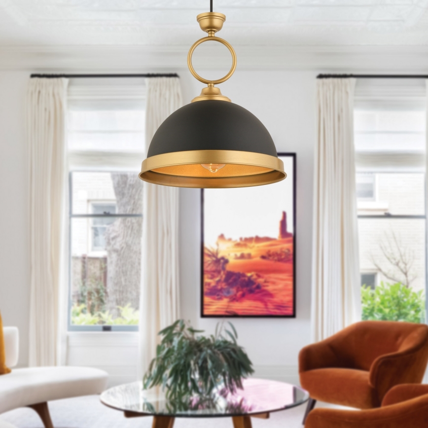 Ripplamp kaabliga MONZA 1xE27/40W/230V Ø 30 cm must/pronks