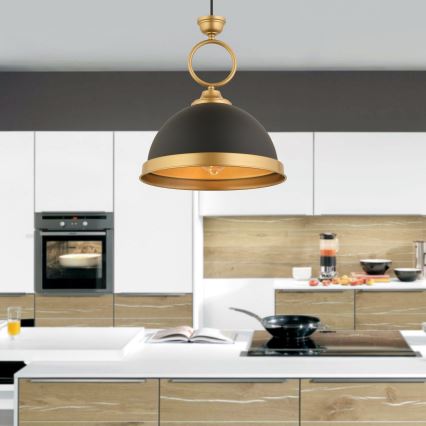 Ripplamp kaabliga MONZA 1xE27/40W/230V Ø 30 cm must/pronks