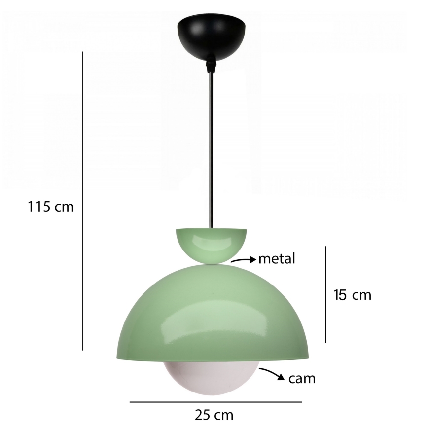 Ripplamp kaabliga SALVA 1xE27/15W/230V roheline