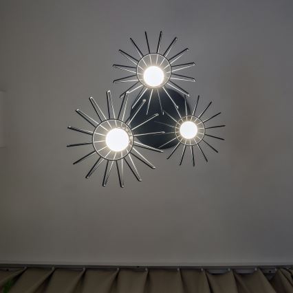 Ripplamp kaabliga SOLANO 3xE27/15W/230V must/läikiv kroom