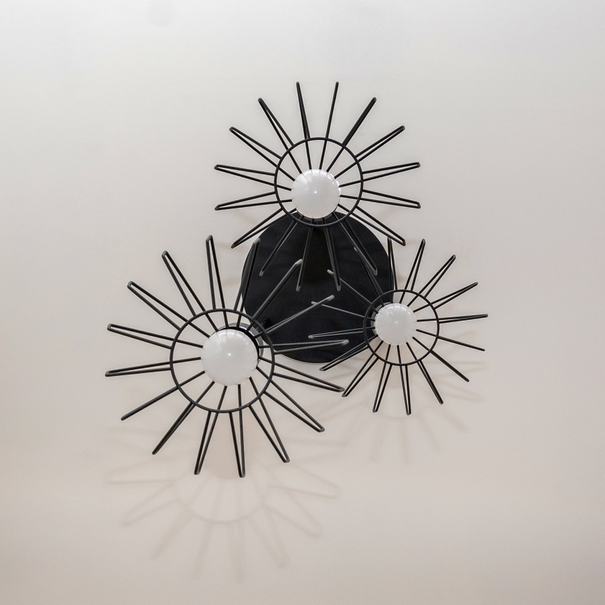 Ripplamp kaabliga SOLANO 3xE27/15W/230V must/läikiv kroom