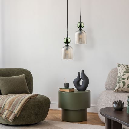 Ripplamp kaabliga SOPHIA 1xE14/10W/230V must/roheline/suitsune beež