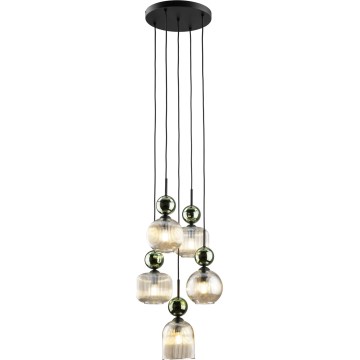 Ripplamp kaabliga SOPHIA 5xE14/10W/230V must/roheline/suitsune beež