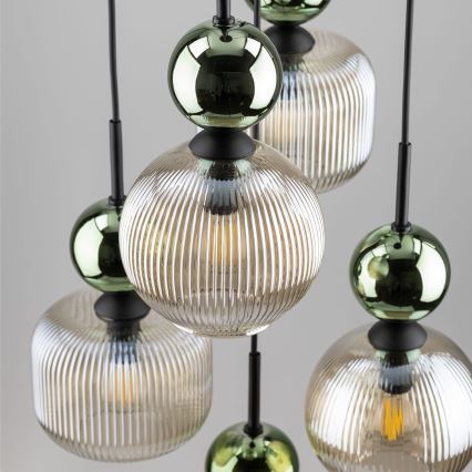 Ripplamp kaabliga SOPHIA 5xE14/10W/230V must/roheline/suitsune beež