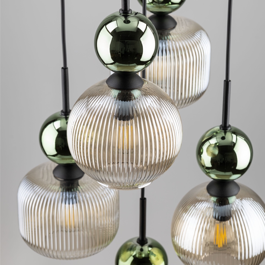 Ripplamp kaabliga SOPHIA 5xE14/10W/230V must/roheline/suitsune beež