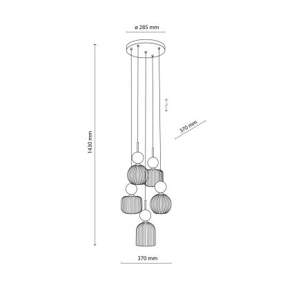 Ripplamp kaabliga SOPHIA 5xE14/10W/230V must/roheline/suitsune beež