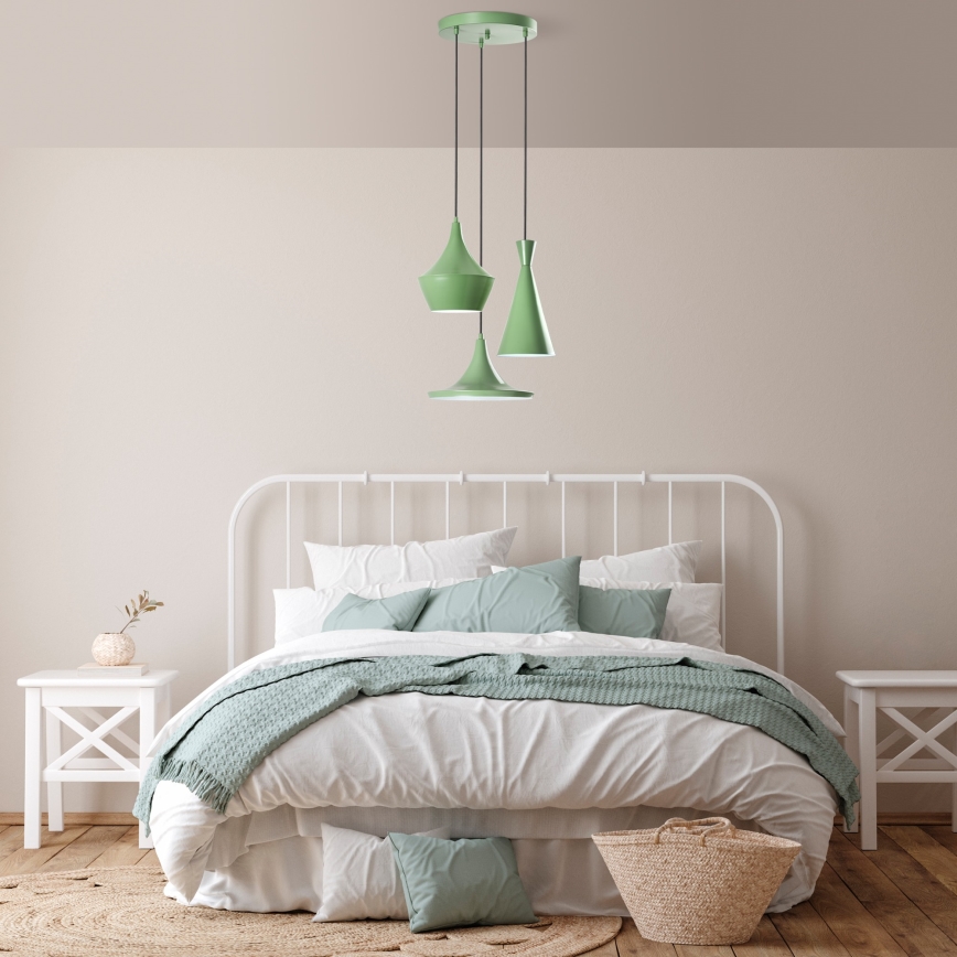 Ripplamp kaabliga TOM 3xE27/40W/230V roheline