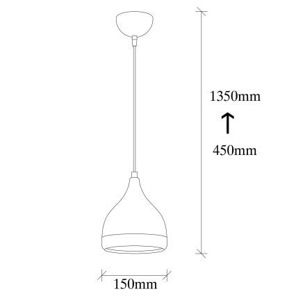 Ripplamp kaabliga YILDO 1xE27/40W/230V must/vaskne