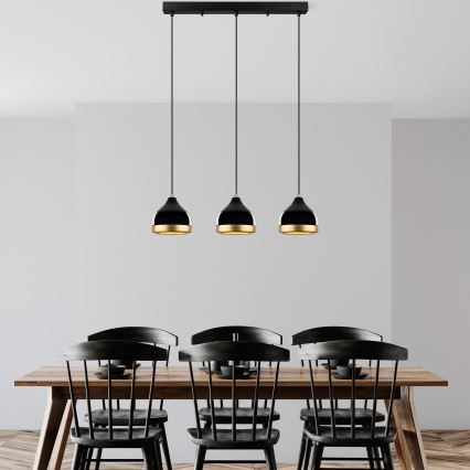 Ripplamp kaabliga YILDO 3xE27/40W/230V must/kuldne