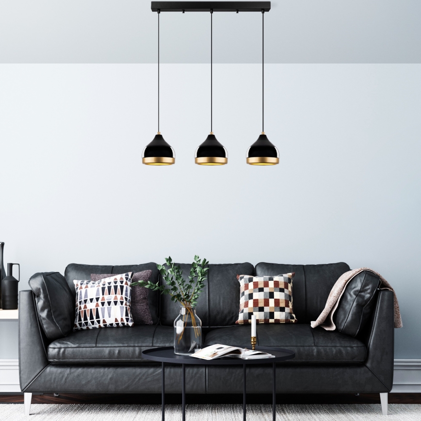 Ripplamp kaabliga YILDO 3xE27/40W/230V must/kuldne