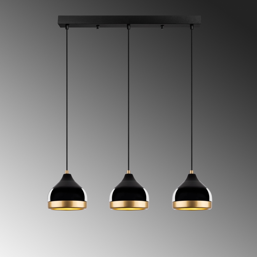 Ripplamp kaabliga YILDO 3xE27/40W/230V must/kuldne