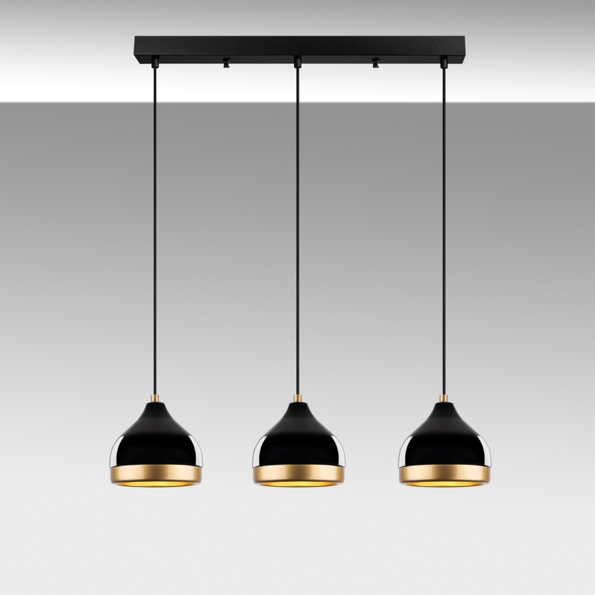 Ripplamp kaabliga YILDO 3xE27/40W/230V must/kuldne