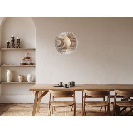 Ripplamp kaablil 1xE27/60W/230V läbimõõt 50 cm massiivpuit/viimistlusspoon/kummipuit