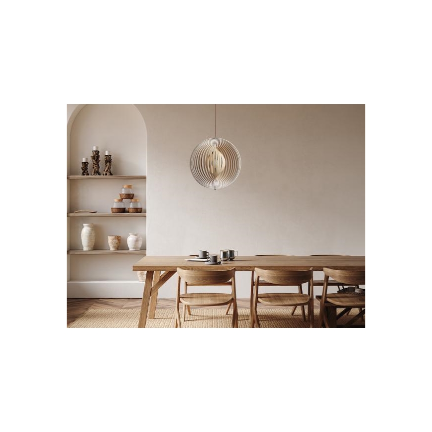 Ripplamp kaablil 1xE27/60W/230V läbimõõt 50 cm massiivpuit/viimistlusspoon/kummipuit