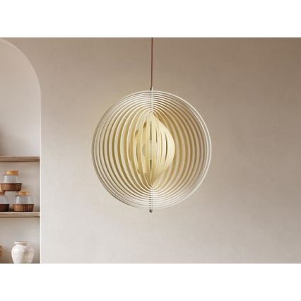 Ripplamp kaablil 1xE27/60W/230V läbimõõt 50 cm massiivpuit/viimistlusspoon/kummipuit