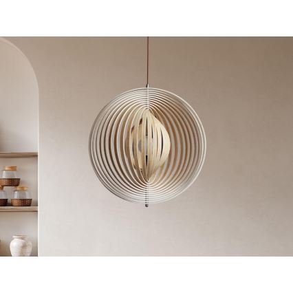Ripplamp kaablil 1xE27/60W/230V läbimõõt 50 cm massiivpuit/viimistlusspoon/kummipuit