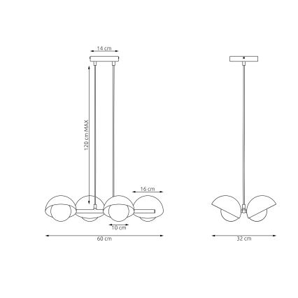 Ripplamp kaablil BOOM 4xG9/8W/230V valge