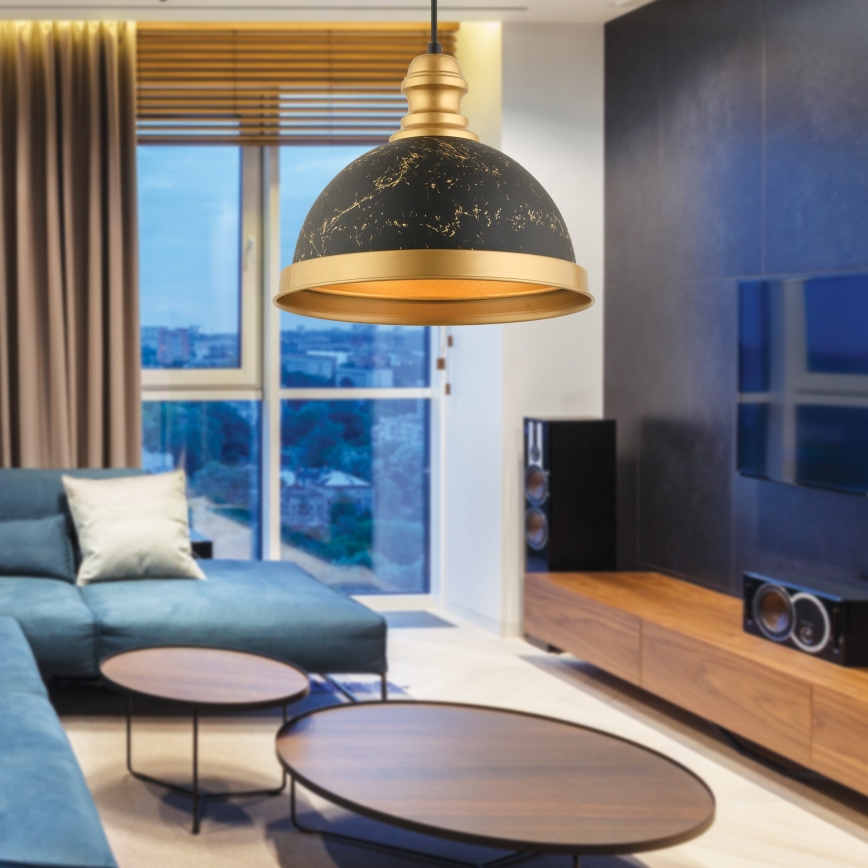 Ripplamp kaablil MONZA 1xE27/40W/230V Ø 29 cm must/pronks