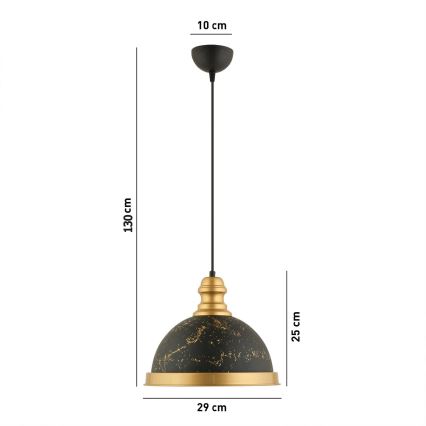 Ripplamp kaablil MONZA 1xE27/40W/230V Ø 29 cm must/pronks