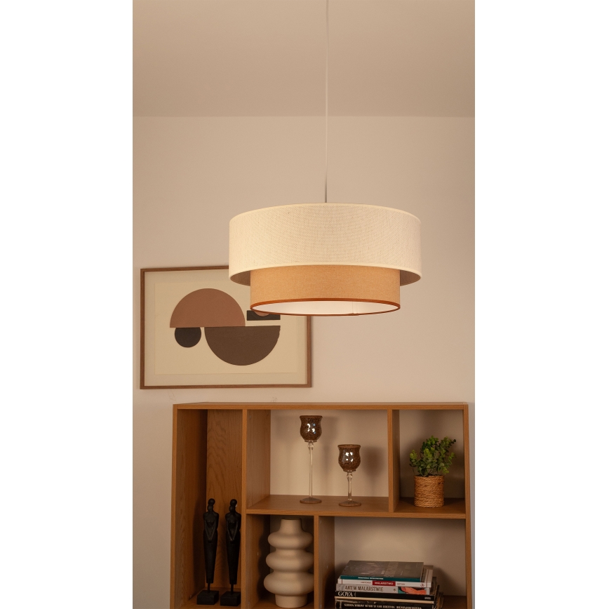 Ripplamp kaablil NATIA 1xE27/60W/230V, läbimõõt 45 cm, valge/pruun