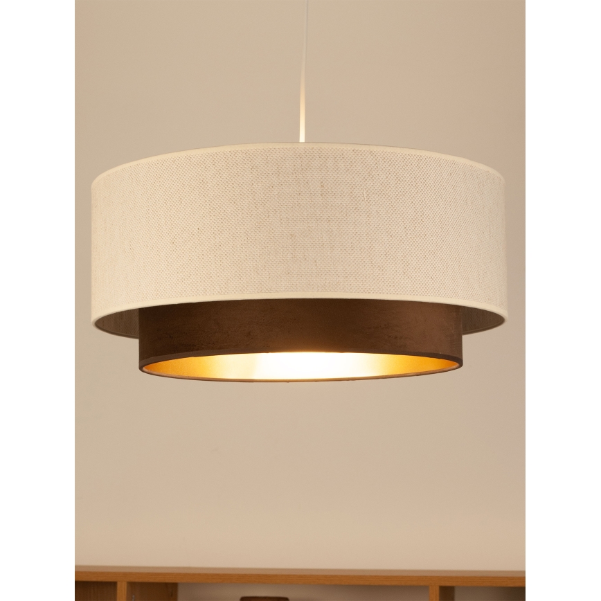 Ripplamp kaablil NATIA 1xE27/60W/230V Ø 45 cm valge/pruun