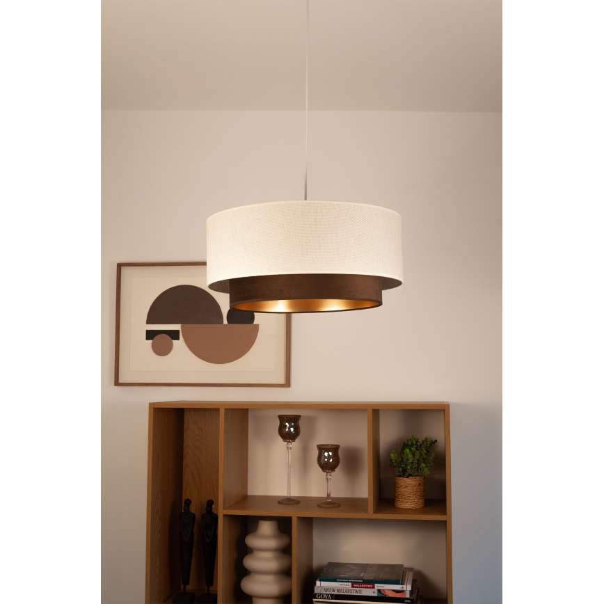 Ripplamp kaablil NATIA 1xE27/60W/230V Ø 45 cm valge/pruun