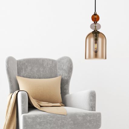 Ripplamp kaablil TROPEA 1xE27/15W/230V must/suitsune punane/beež