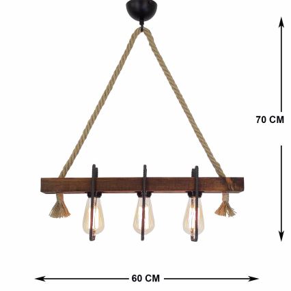 Ripplamp KUTUK 3xE27/40W/230V mänd