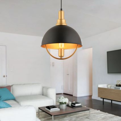 Ripplamp MONZA, nööriga, 1xE27/40W/230V, läbimõõt 30 cm, must/kuldne