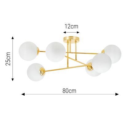 Ripplühter 6xE27/35W/230V d. 80 cm kuldne