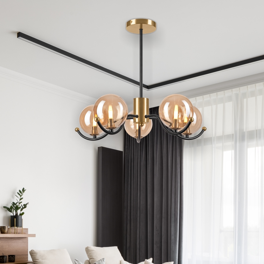 Ripplühter GEORGIA 5xE14/5W/230V kuldne/suitsune beež