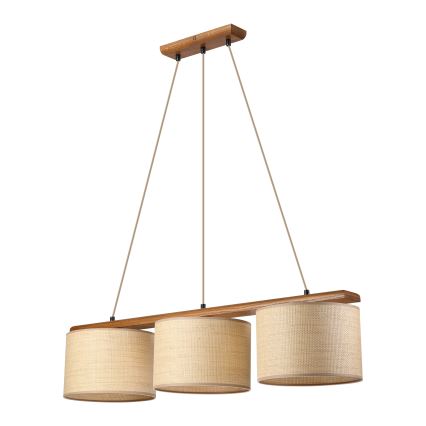 Ripplühter juhtmega AIDA 3xE27/15W/230V, läbimõõt 25 cm, tamm/raffia