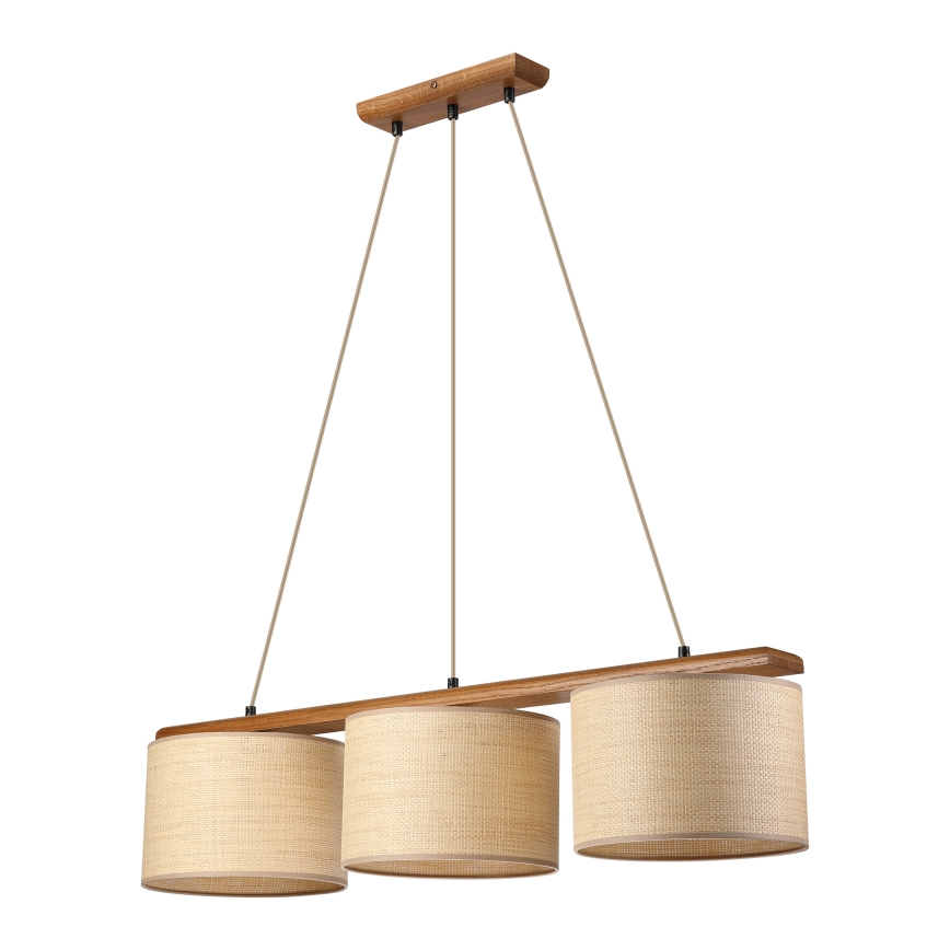 Ripplühter juhtmega AIDA 3xE27/15W/230V, läbimõõt 25 cm, tamm/raffia