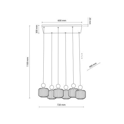Ripplühter juhtmega BALLO 6xE14/10W/230V beež