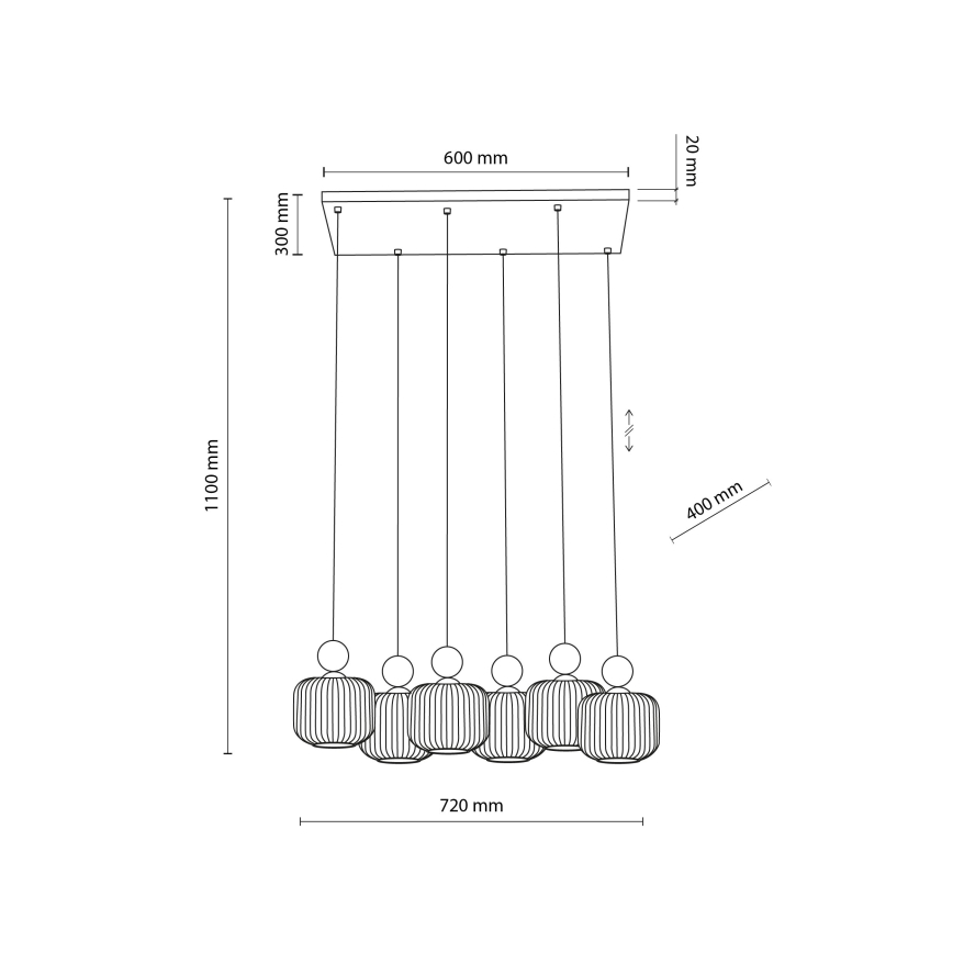 Ripplühter juhtmega BALLO 6xE14/10W/230V beež