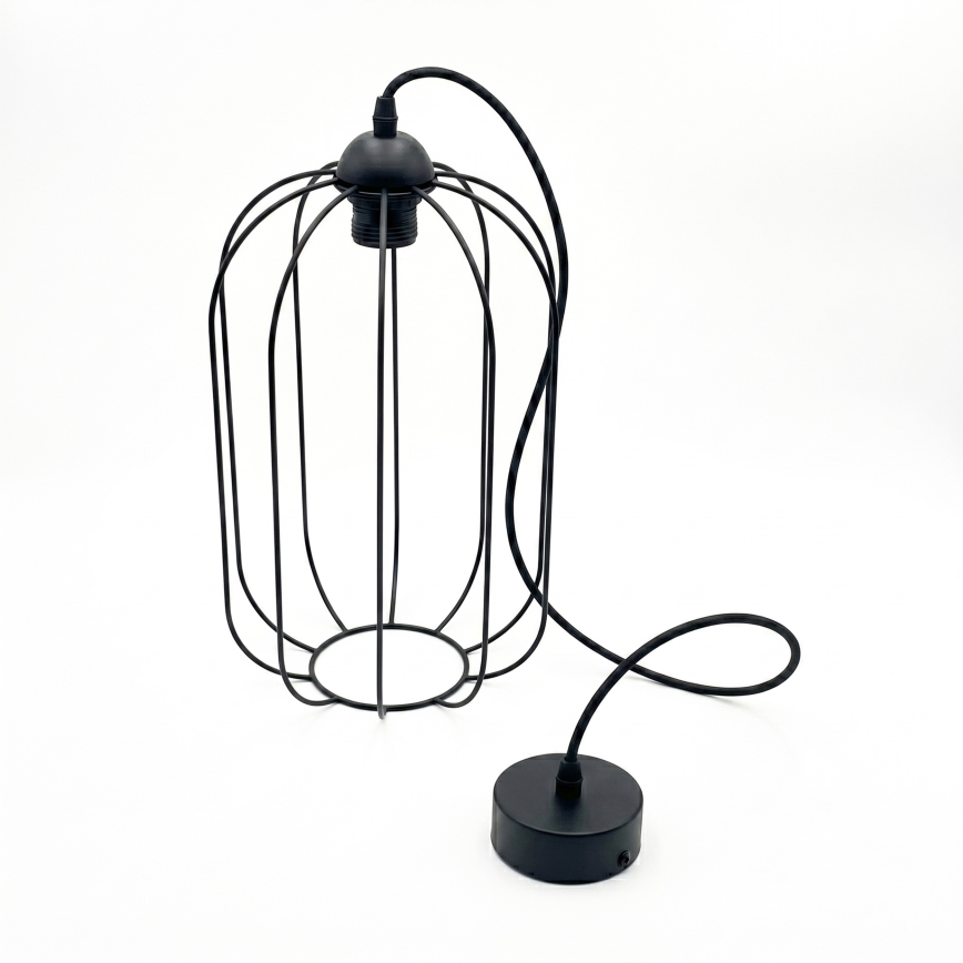 Ripplühter juhtmel DESTELLO 1xE27/15W/230V pr. 21 cm must