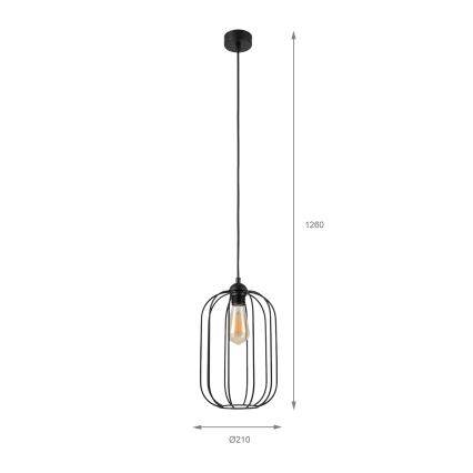 Ripplühter juhtmel DESTELLO 1xE27/15W/230V pr. 21 cm must