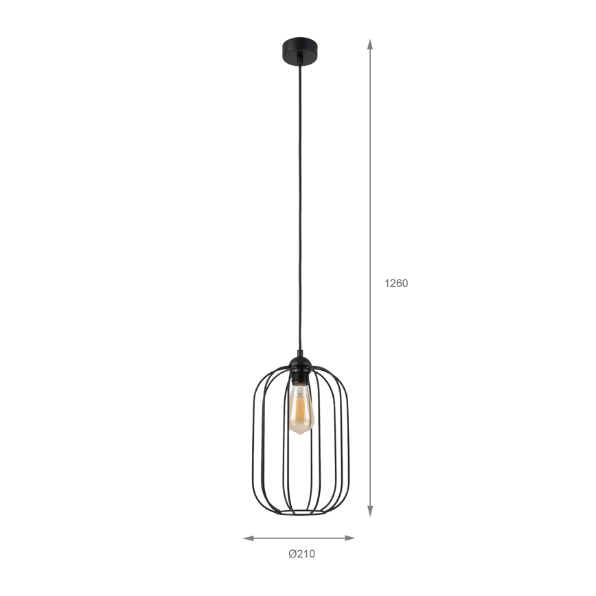 Ripplühter juhtmel DESTELLO 1xE27/15W/230V pr. 21 cm must