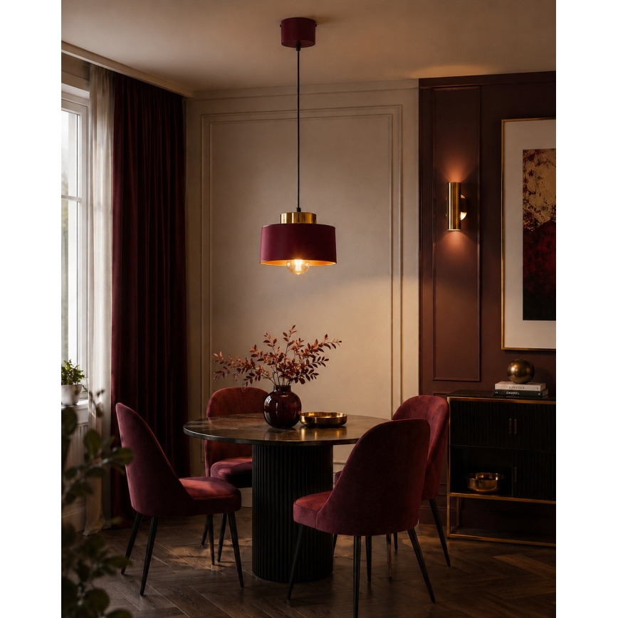 Ripplühter juhtmel IGNIA 1xE27/60W/230V veinipunane/kuldne