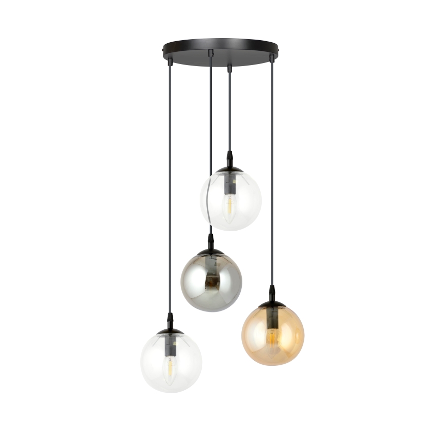 Ripplühter kaabliga COSMO 4xE14/10W/230V läb. 40 cm must/läbipaistev/suitsune must/beež