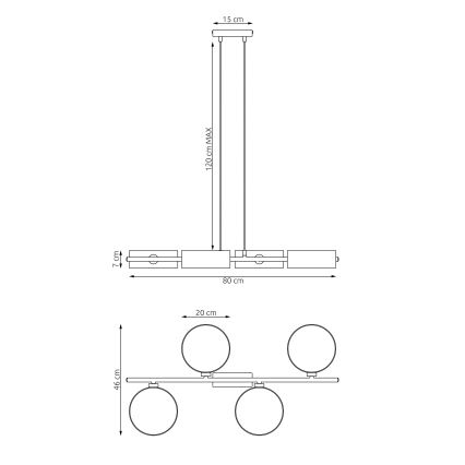 Ripplühter kaabliga DRUMZ 4xE14/10W/230V beež