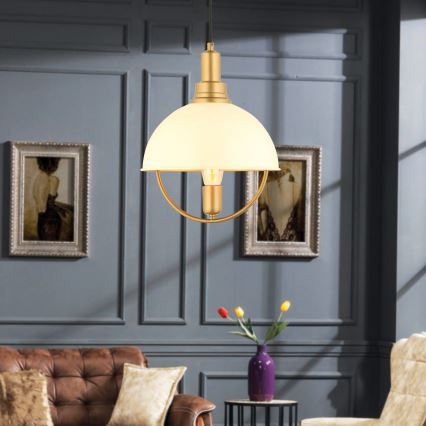 Ripplühter kaabliga MONZA 1xE27/40W/230V läbimõõt 30 cm kreemjas/kuldne