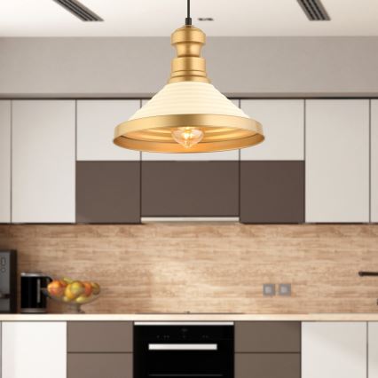 Ripplühter kaabliga MONZA 1xE27/40W/230V Ø 30 cm kreemjas/kuldne