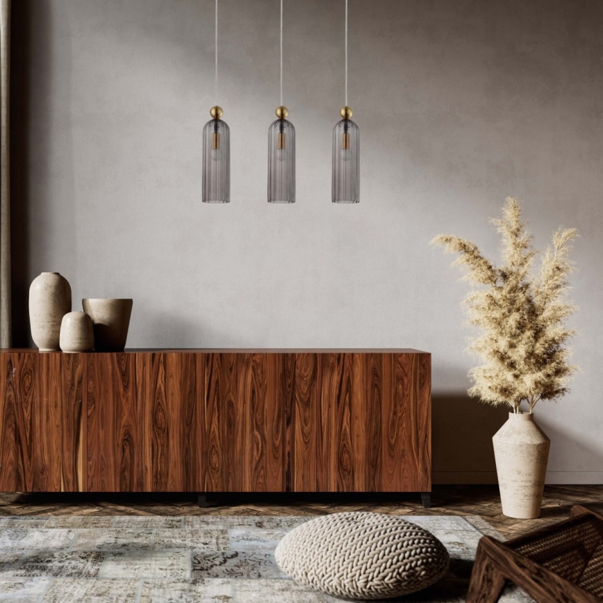 Ripplühter kaabliga PIEGA 3xE14/40W/230V messing/suitsune must