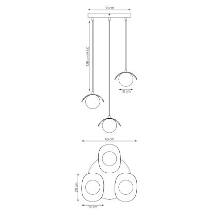 Ripplühter kaabliga RITUAL 3xG9/8W/230V valge