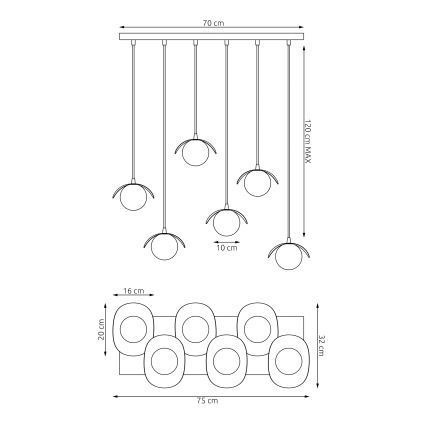 Ripplühter kaabliga RITUAL 6xG9/8W/230V must