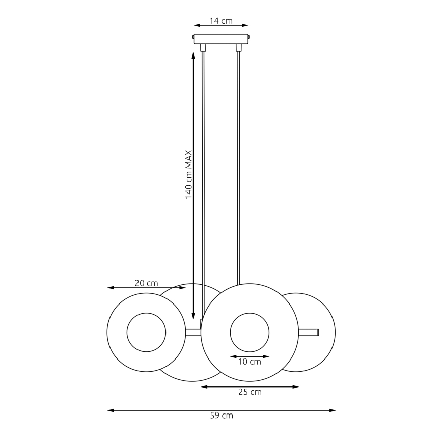 Ripplühter kaabliga UMBRA 4xG9/8W/230V punane