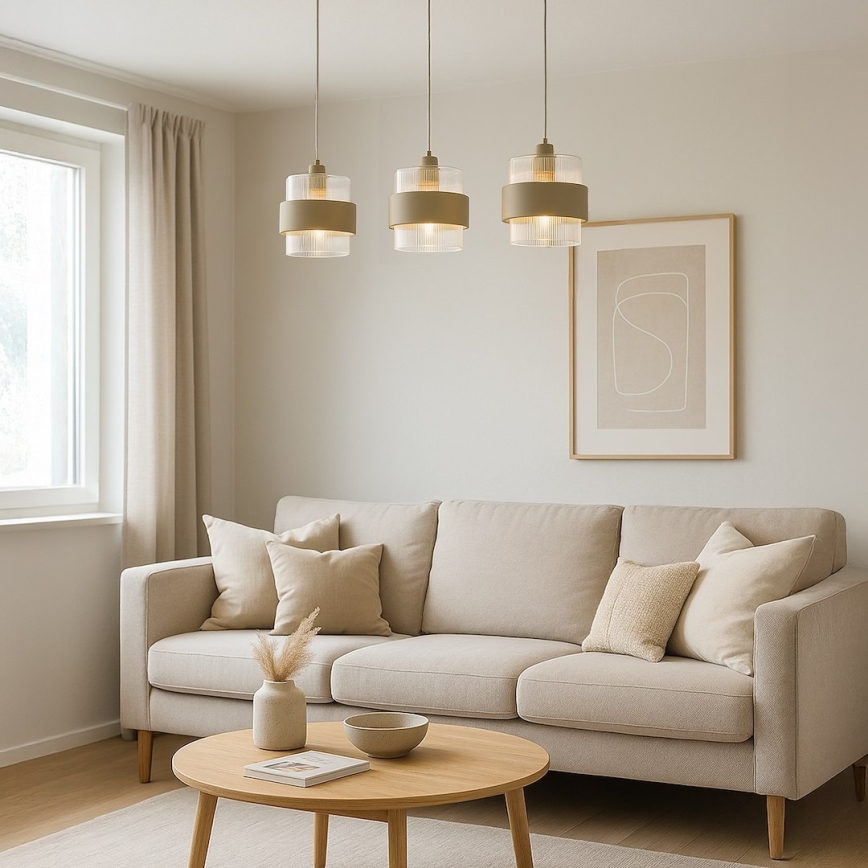 Ripplühter kaabliga VALENTINO 3xE27/15W/230V beež/läbipaistev