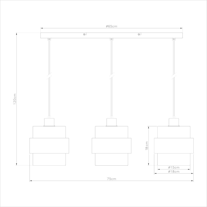 Ripplühter kaabliga VALENTINO 3xE27/15W/230V beež/läbipaistev